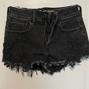 Like new American eagle black denim shorts*
